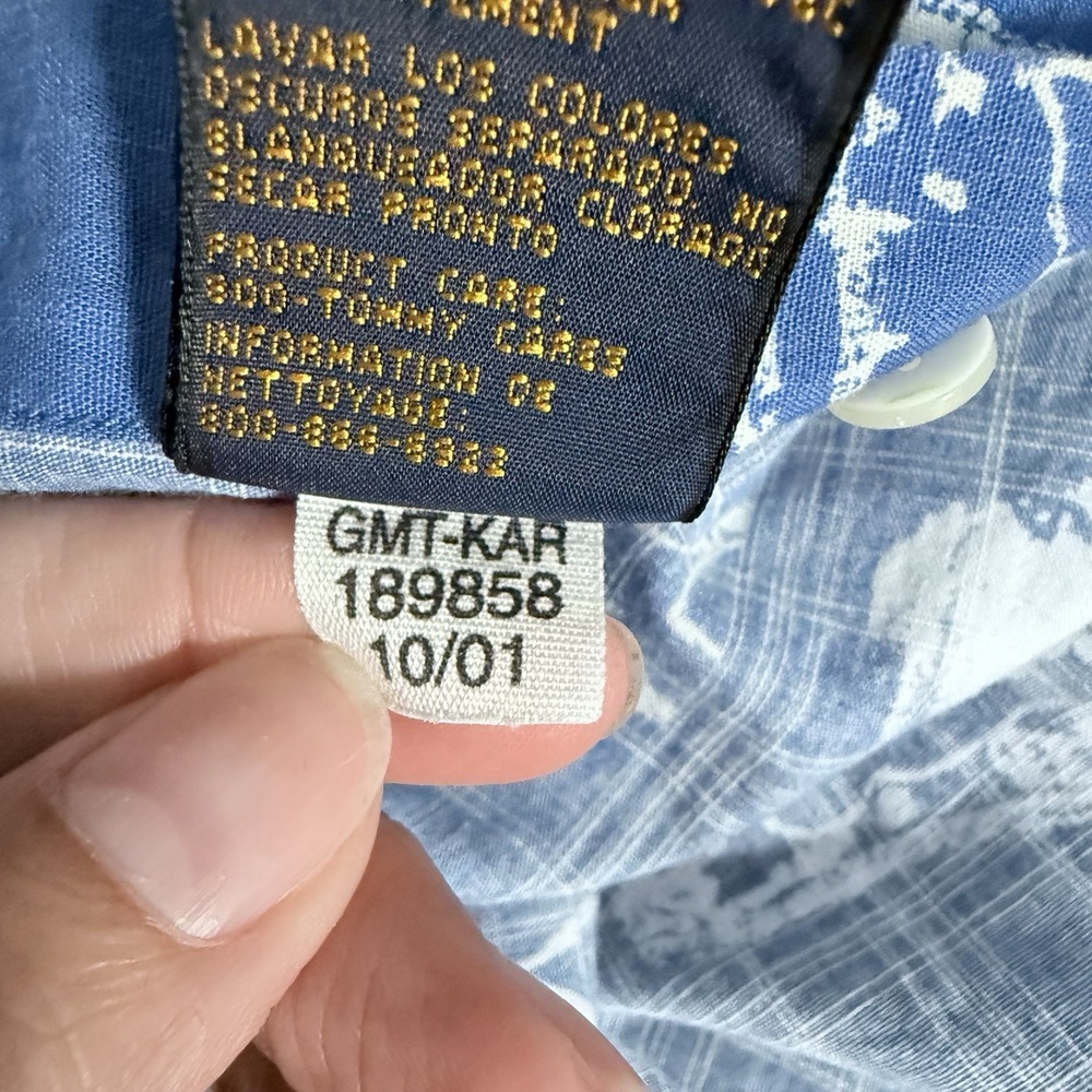 Vintage Tommy‎ Hilfiger S/S Button Down Shirt Mens M Blue Hawaiian 2002 US Open - Picture 8 of 11